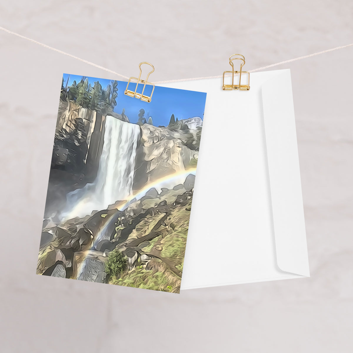 Vernal Falls with Rainbow Greeting card