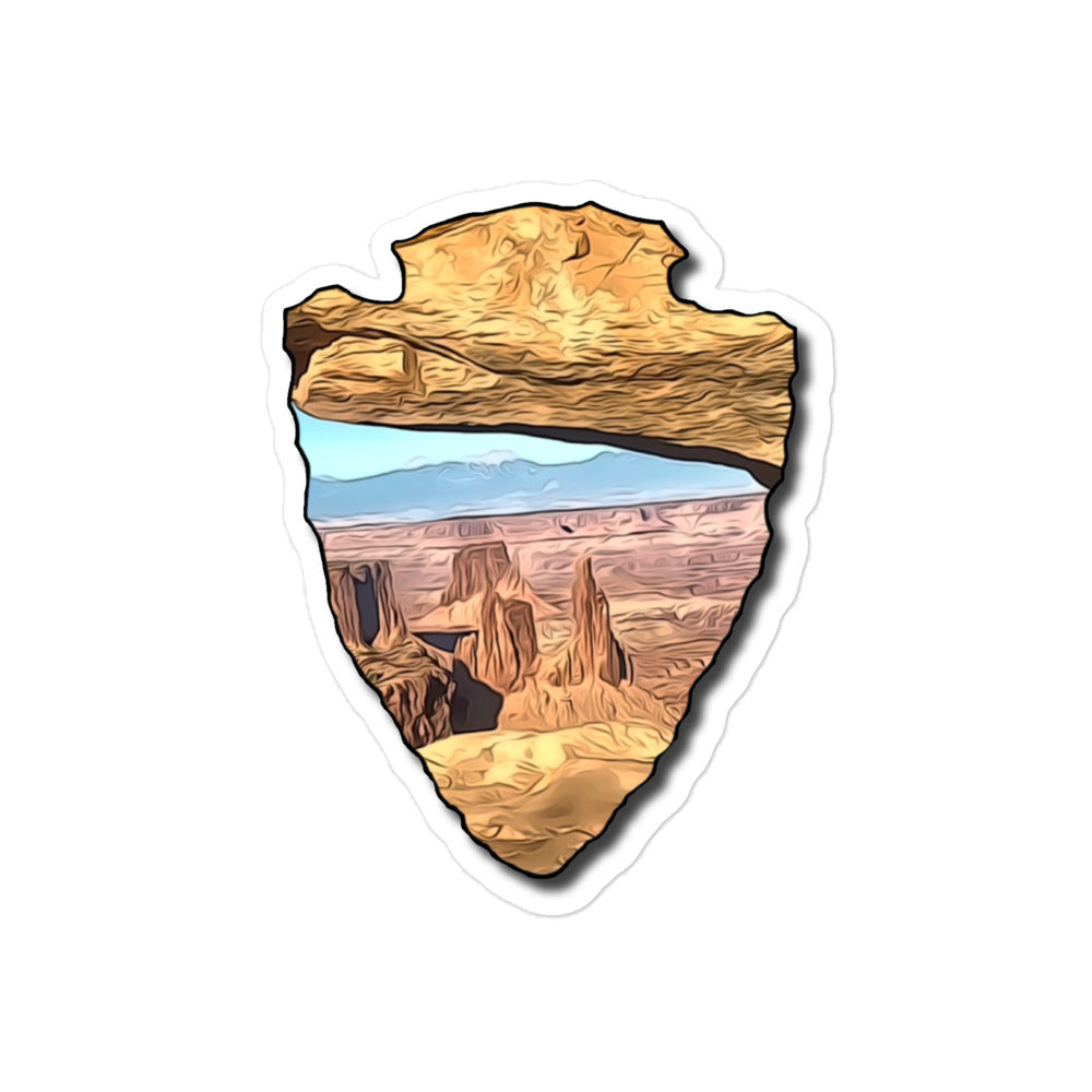 View Through Mesa Arch Arrowhead Bubble-free stickers