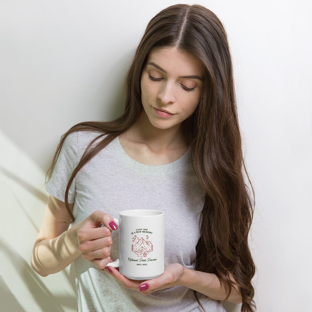 Every Trip a New Memory White glossy mug