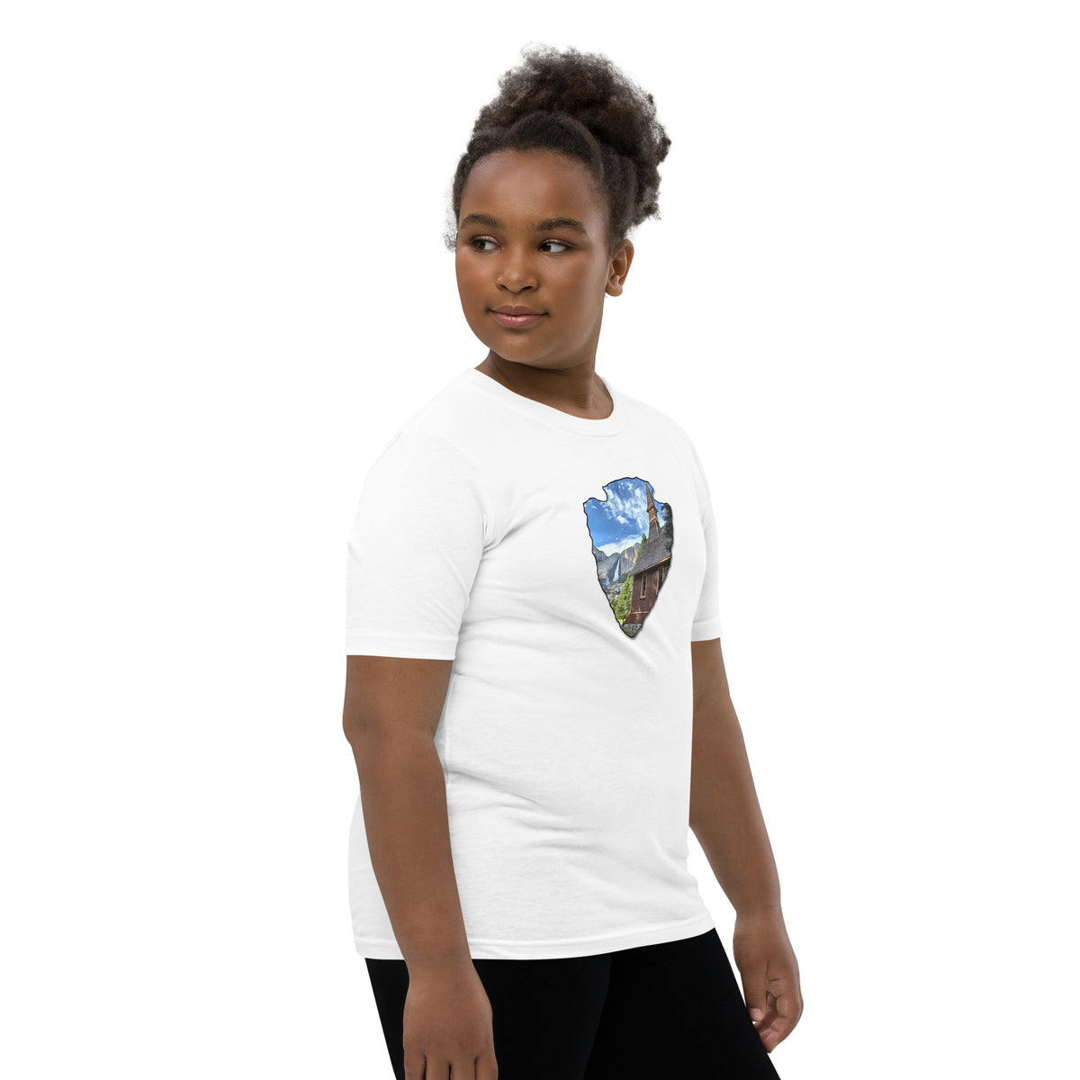 Church and Yosemite Falls Arrowhead Youth Short Sleeve T-Shirt