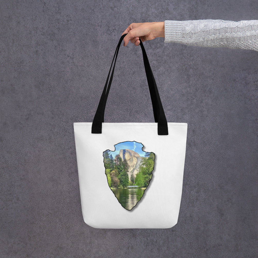 Half Dome with Sentinel Bridge Arrowhead Tote bag