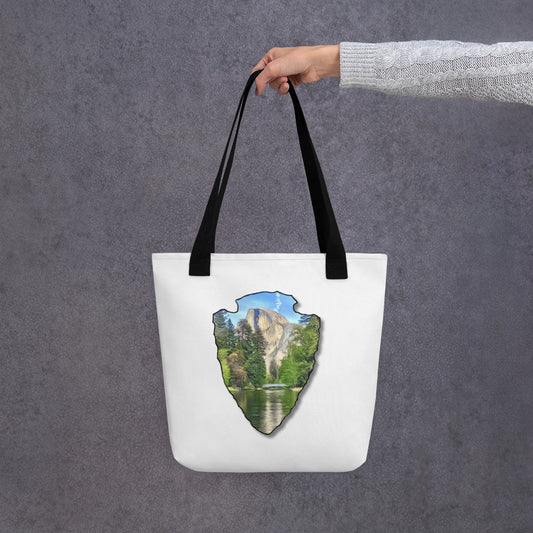 Half Dome with Sentinel Bridge Arrowhead Tote bag