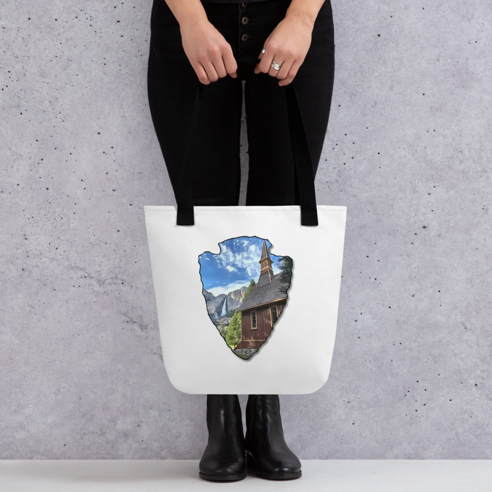 Church and Yosemite Falls Arrowhead Tote bag