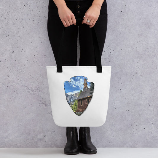 Church and Yosemite Falls Arrowhead Tote bag