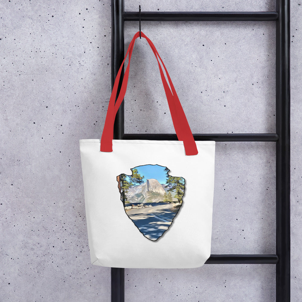 Road to Glacier Point Arrowhead Tote bag