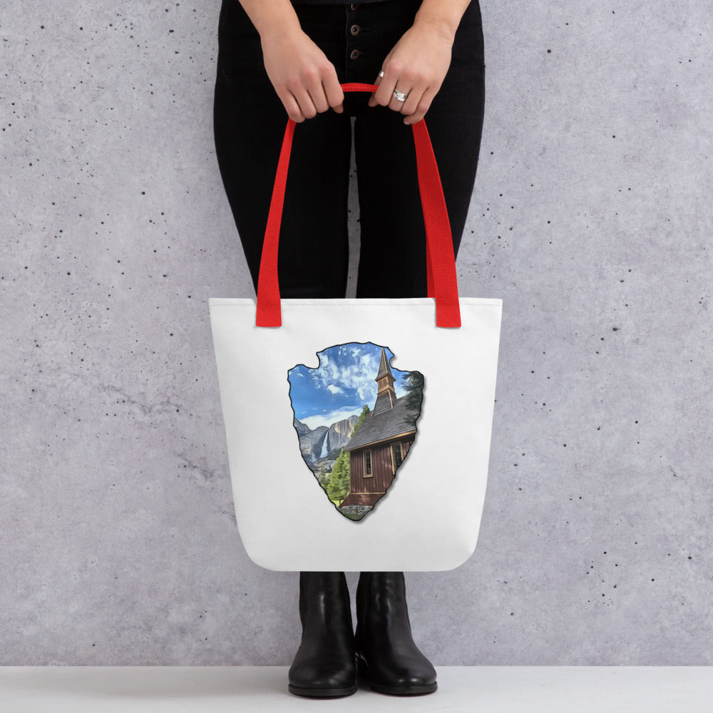 Church and Yosemite Falls Arrowhead Tote bag