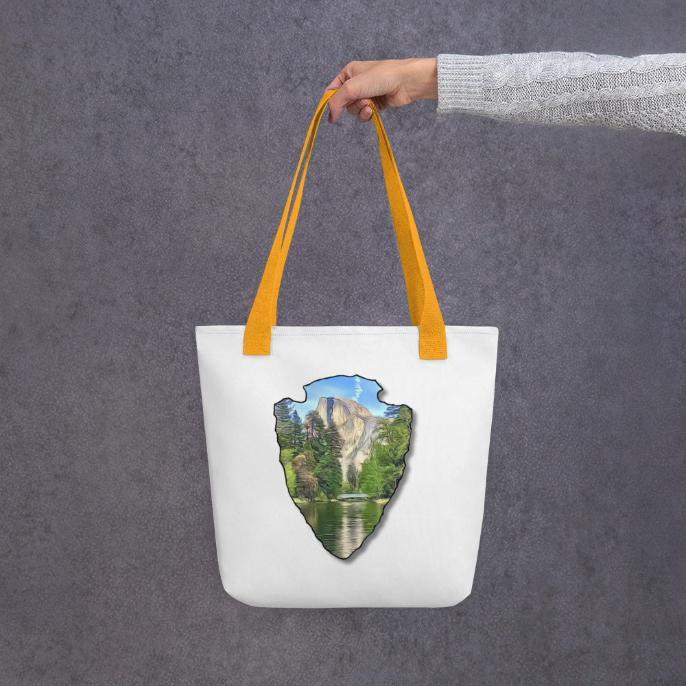 Half Dome with Sentinel Bridge Arrowhead Tote bag