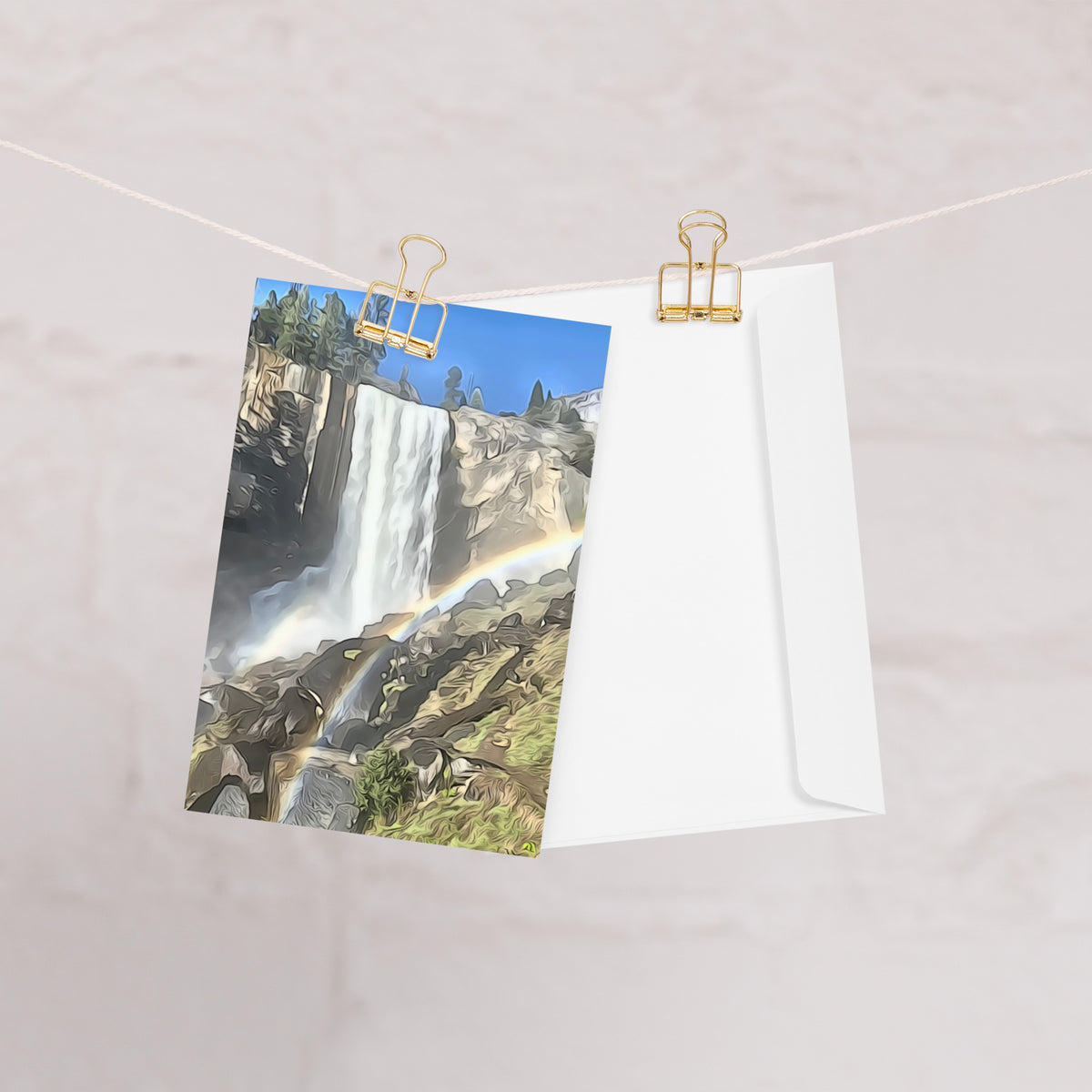 Vernal Falls with Rainbow Greeting card