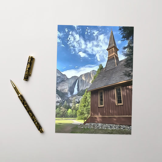 Church and Yosemite Falls Greeting card