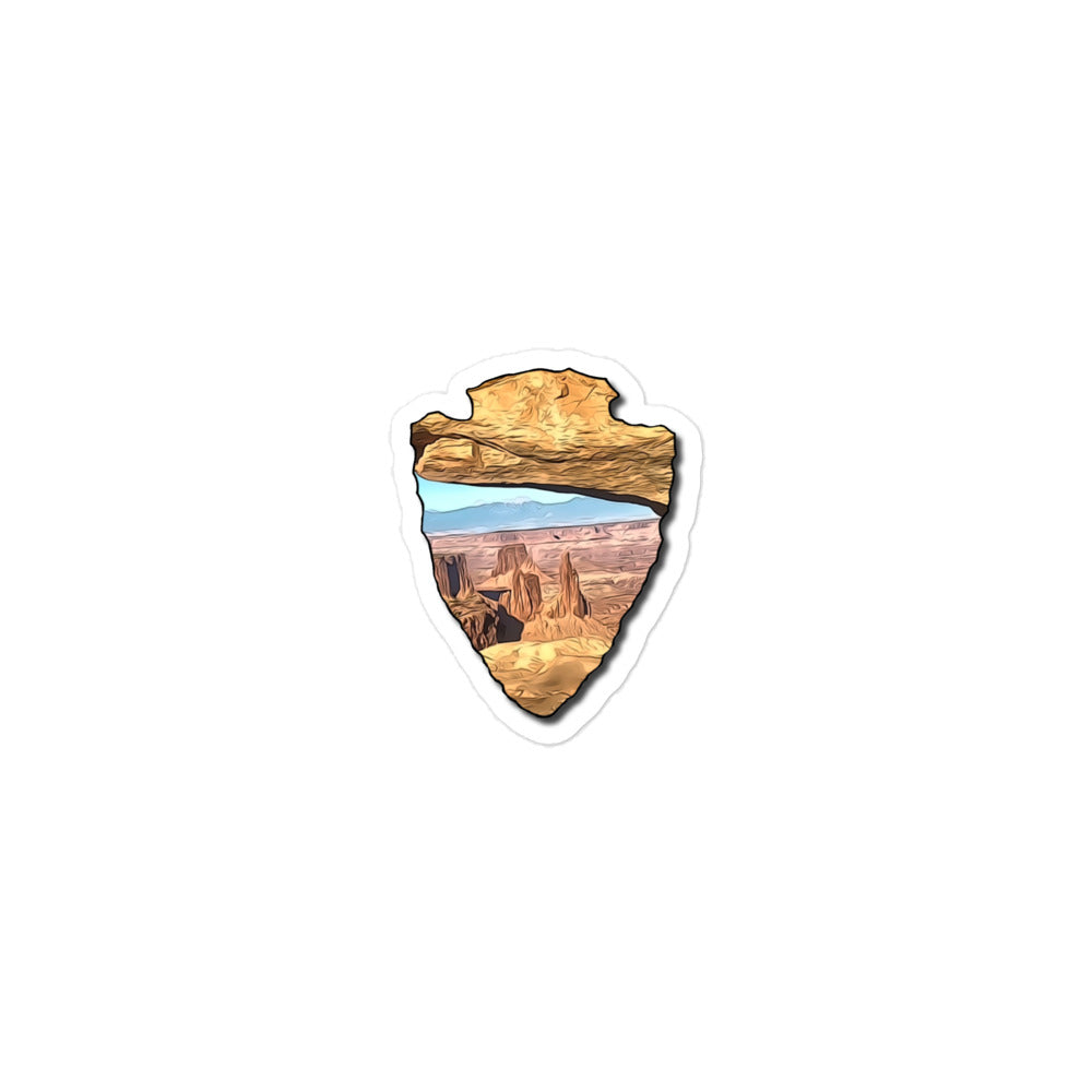 View Through Mesa Arch Arrowhead Bubble-free stickers