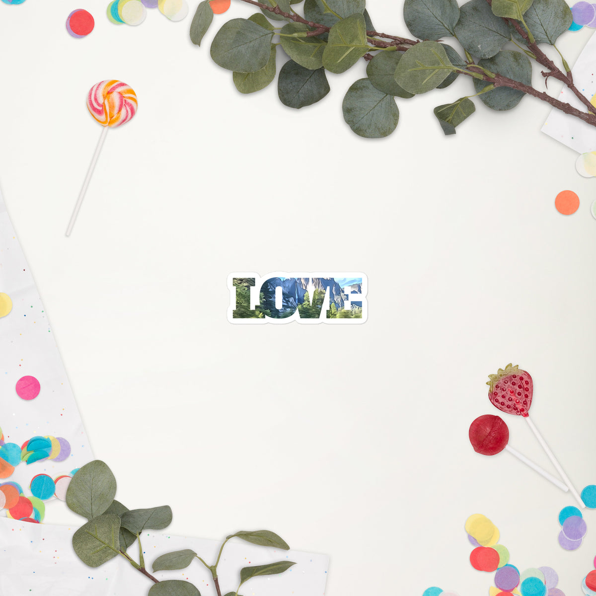 Yosemite Falls Across Meadow LOVE Bubble-free stickers