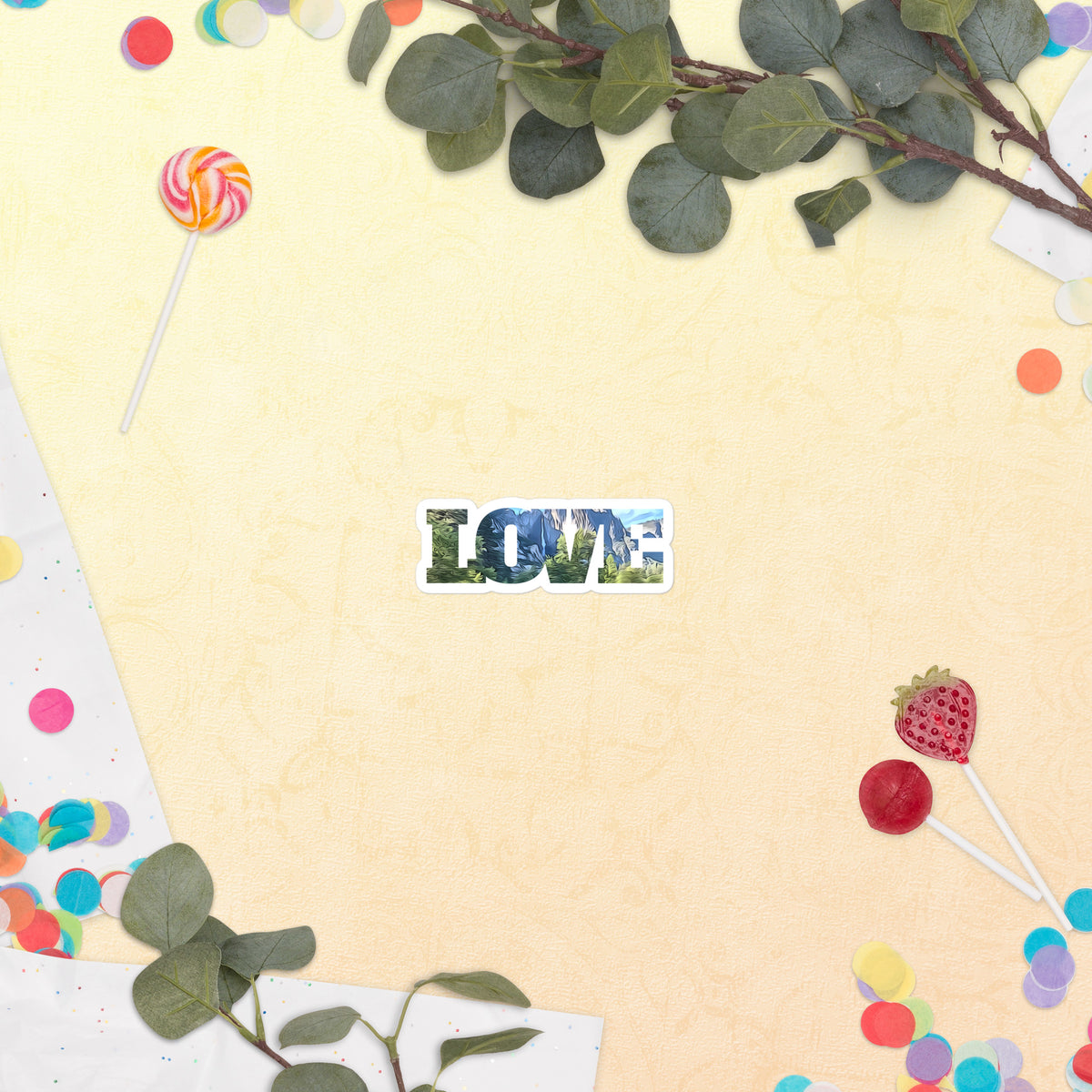 Yosemite Falls Across Meadow LOVE Bubble-free stickers