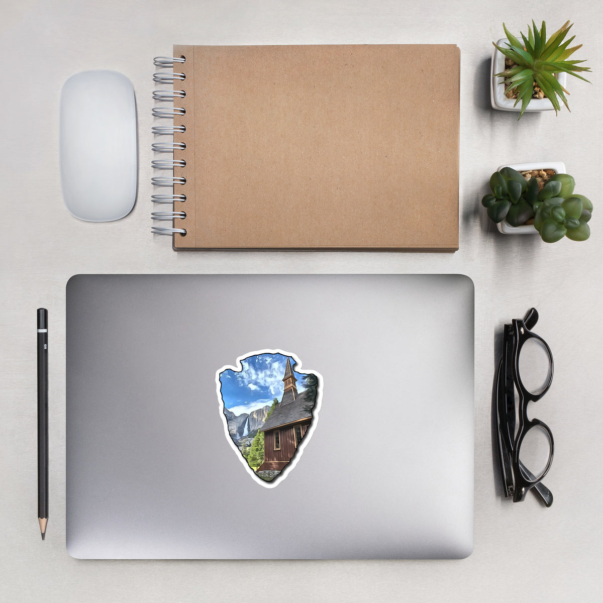 Church and Yosemite Falls Bubble-free stickers