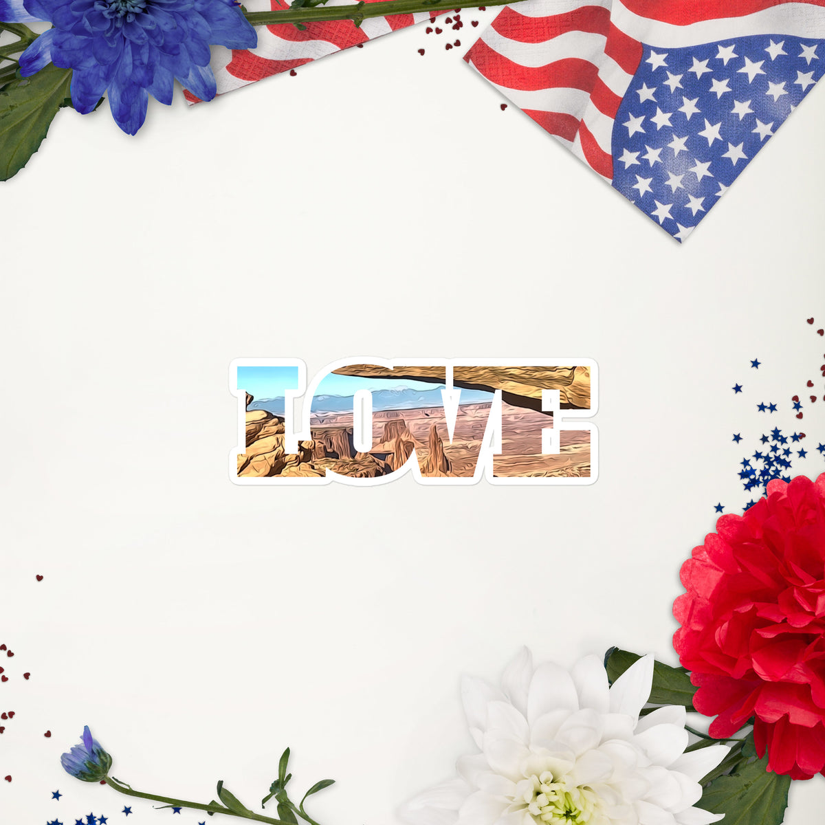 View Through Mesa Arch Canyonlands LOVE Bubble-free stickers