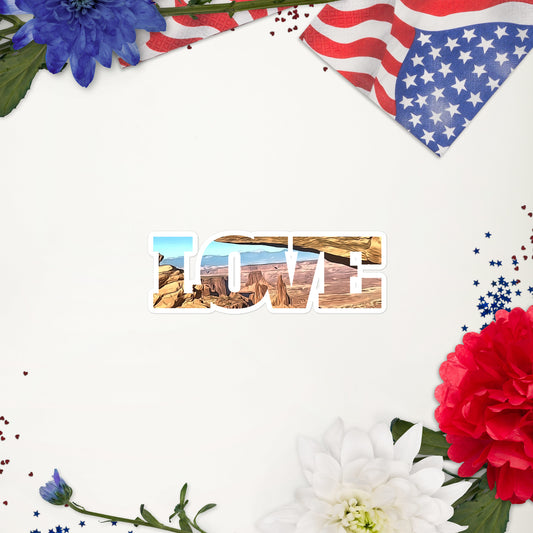 View Through Mesa Arch Canyonlands LOVE Bubble-free stickers