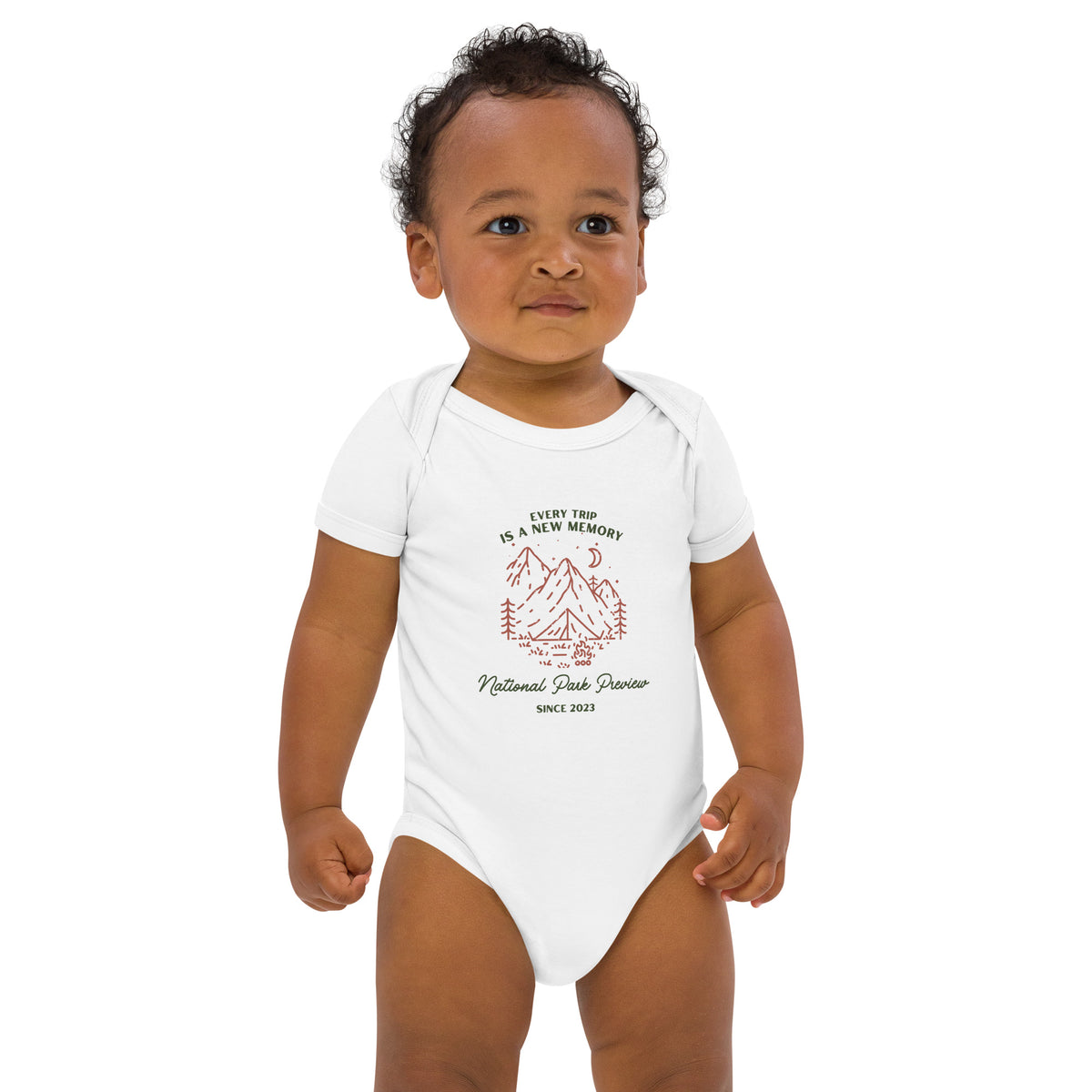Every Trip is a New Memory Organic cotton baby bodysuit