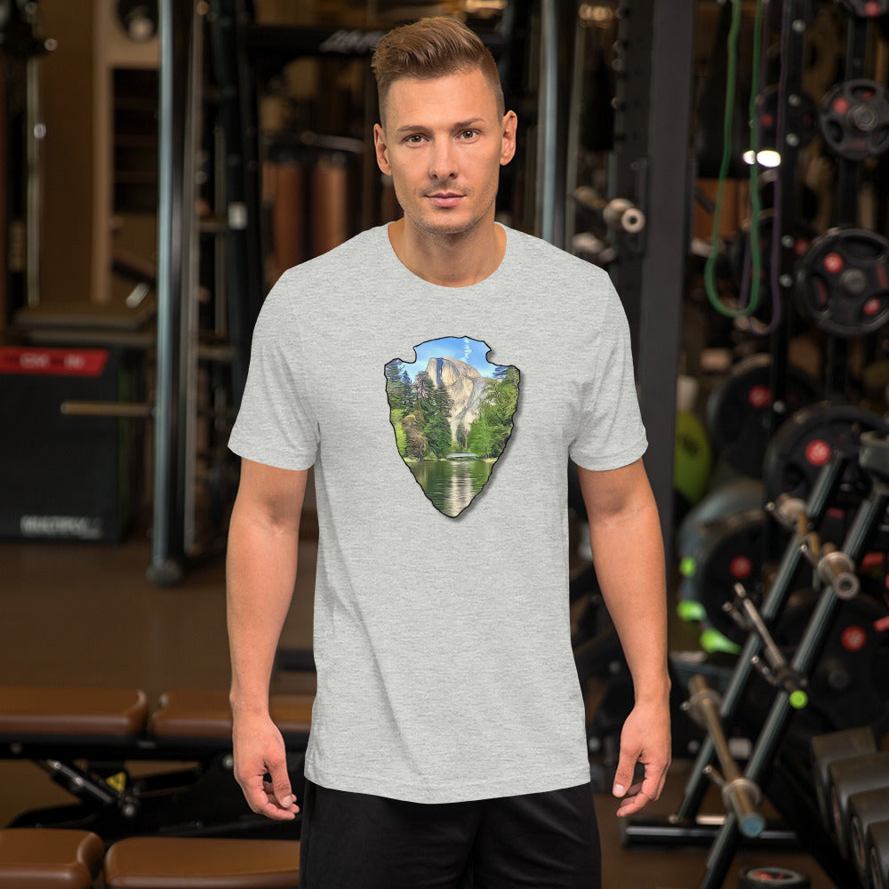Half Dome with Sentinel Bridge Arrowhead Unisex t-shirt