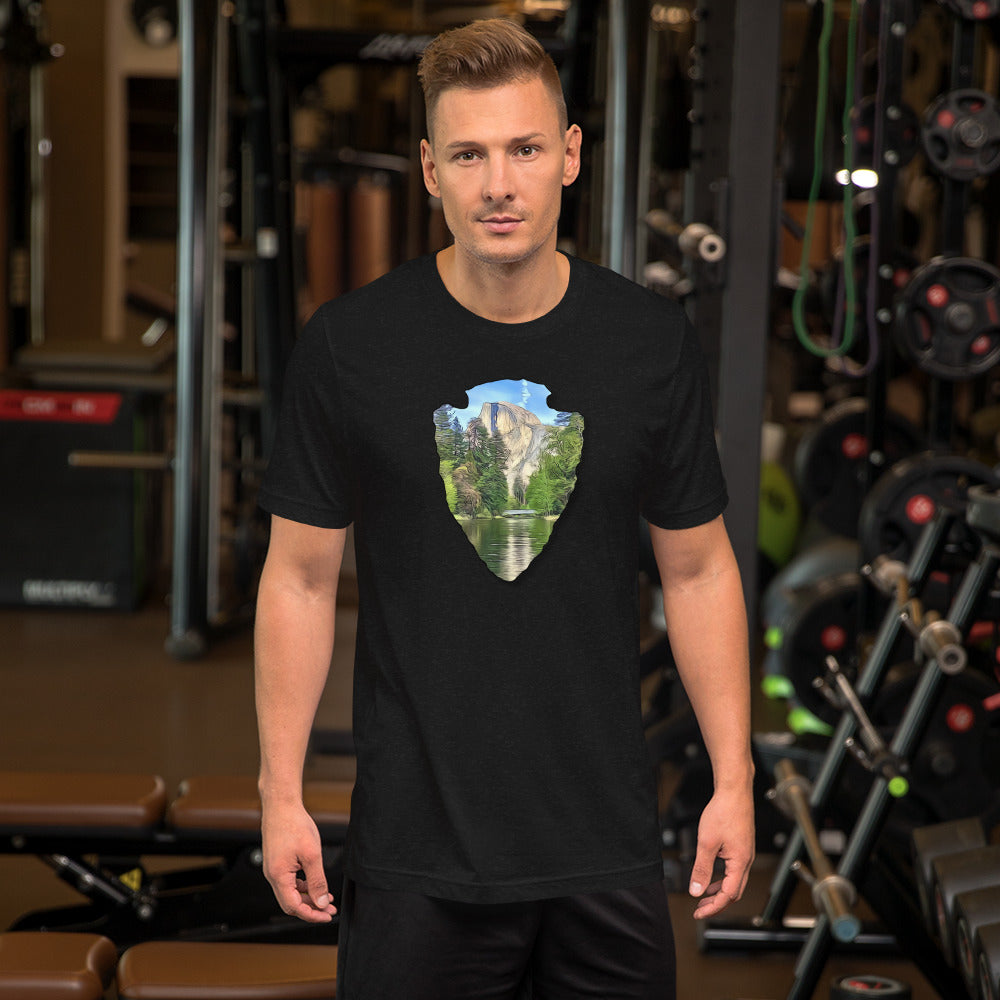 Half Dome with Sentinel Bridge Arrowhead Unisex t-shirt