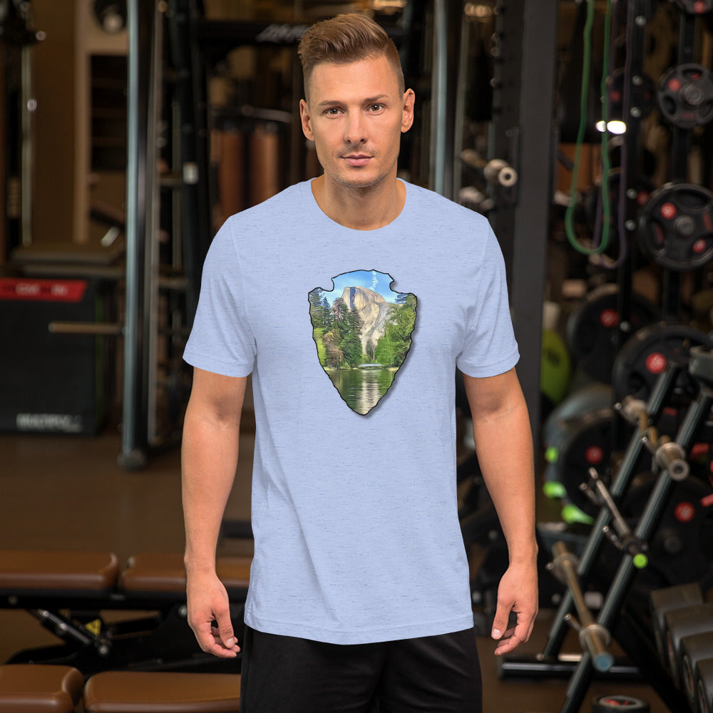 Half Dome with Sentinel Bridge Arrowhead Unisex t-shirt