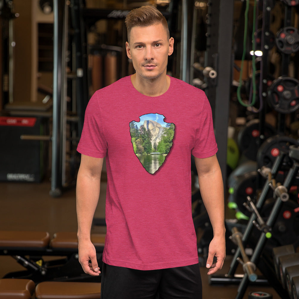 Half Dome with Sentinel Bridge Arrowhead Unisex t-shirt