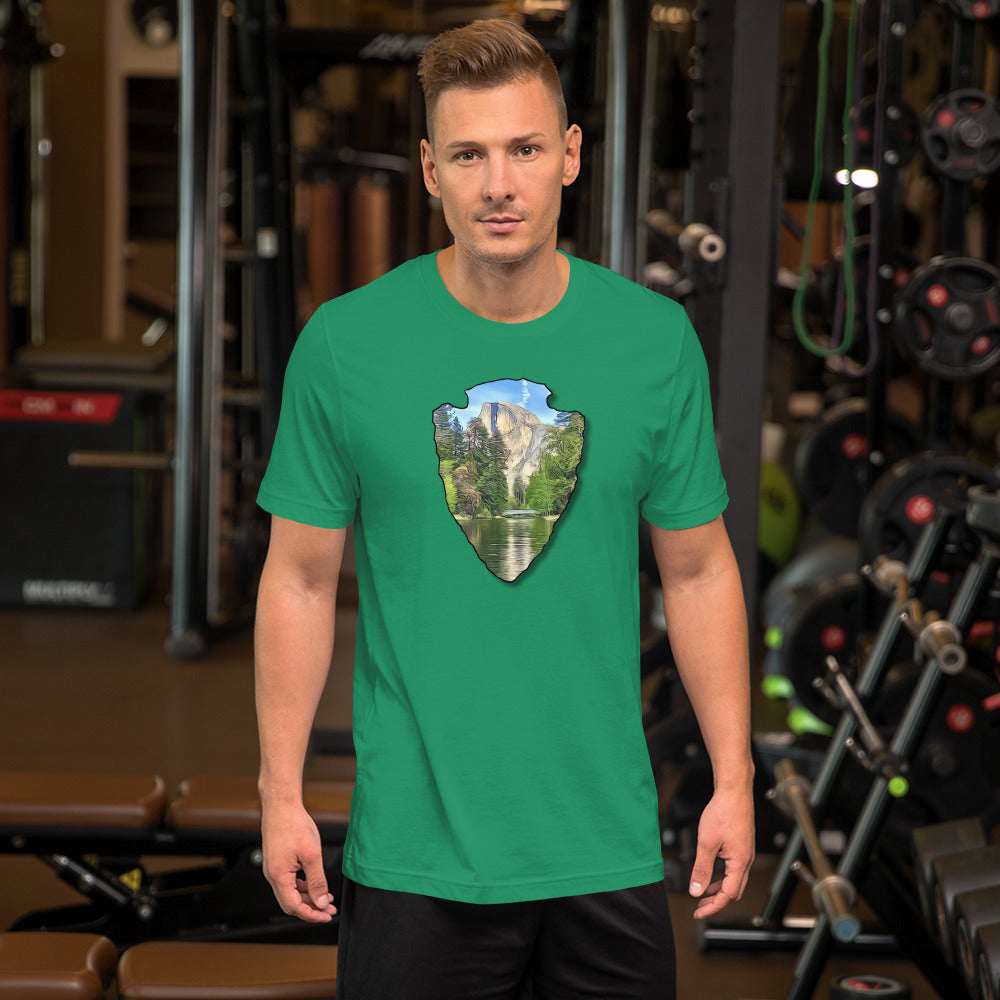 Half Dome with Sentinel Bridge Arrowhead Unisex t-shirt