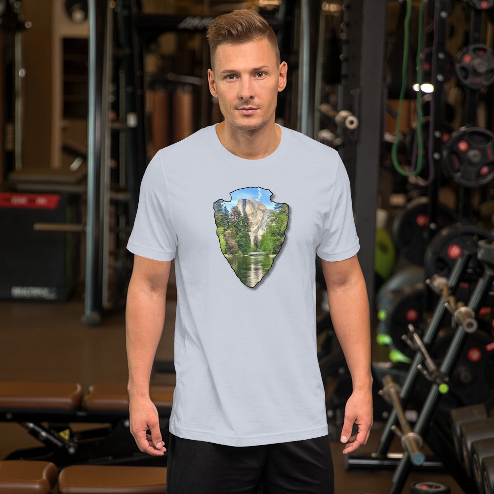 Half Dome with Sentinel Bridge Arrowhead Unisex t-shirt