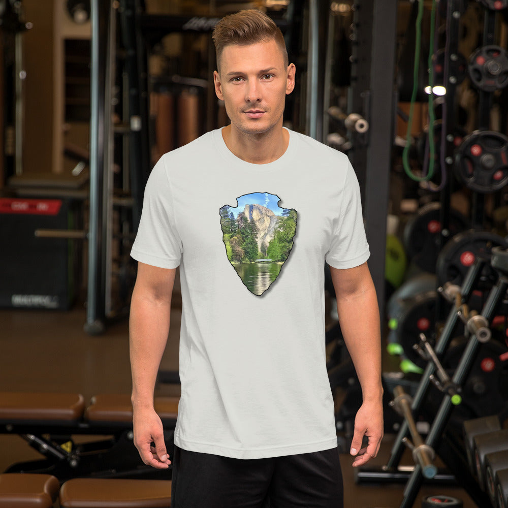 Half Dome with Sentinel Bridge Arrowhead Unisex t-shirt