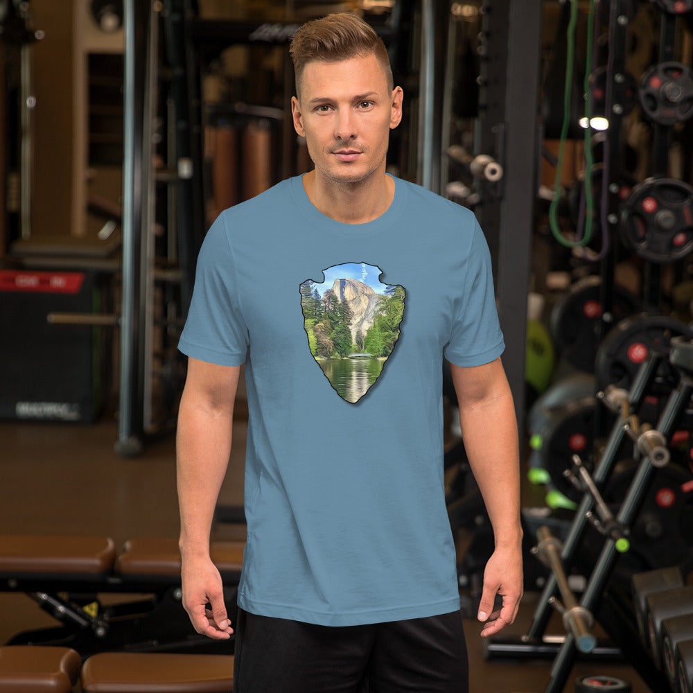 Half Dome with Sentinel Bridge Arrowhead Unisex t-shirt
