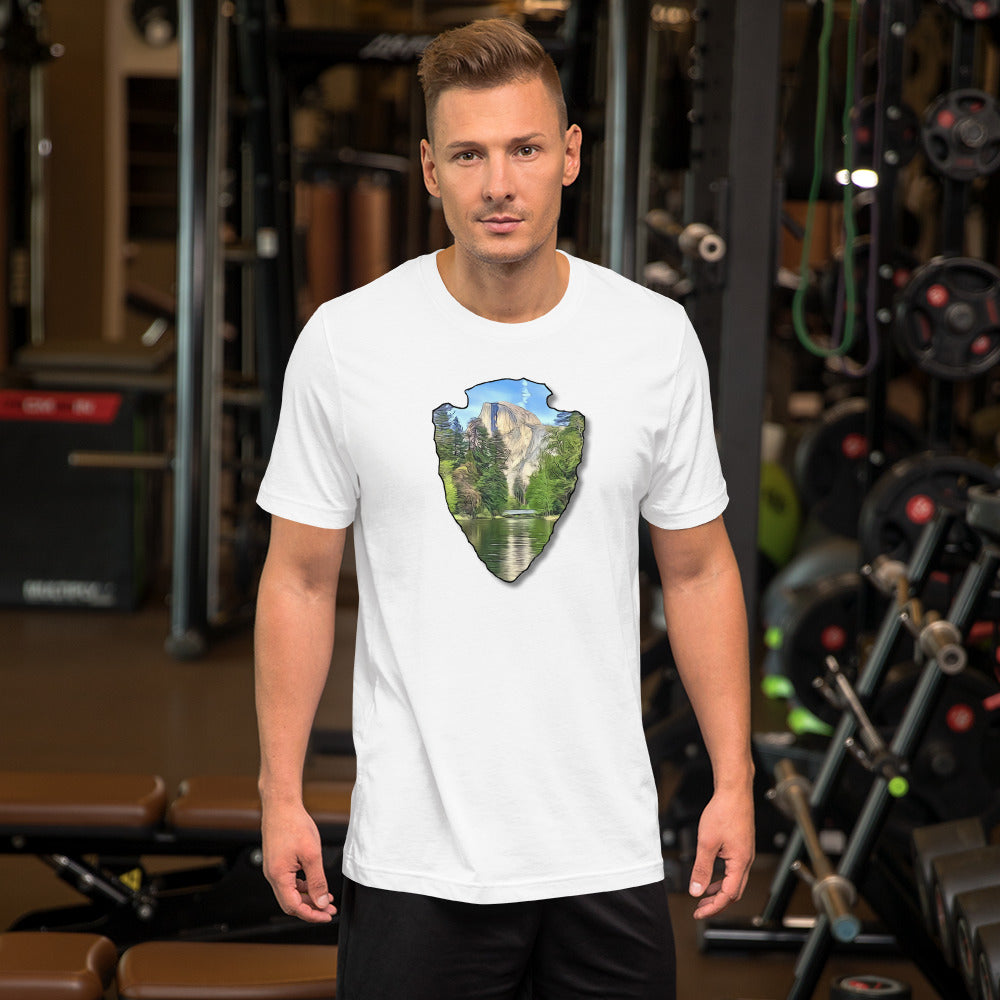 Half Dome with Sentinel Bridge Arrowhead Unisex t-shirt