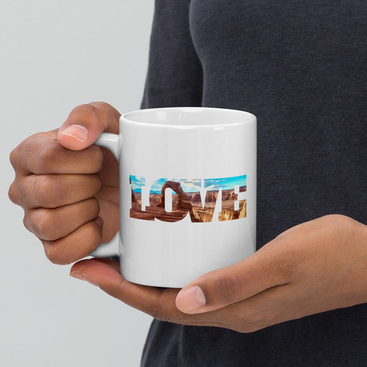 Delicate Arch LOVE White glossy mug