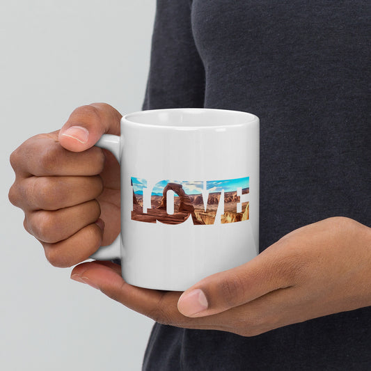 Delicate Arch LOVE White glossy mug
