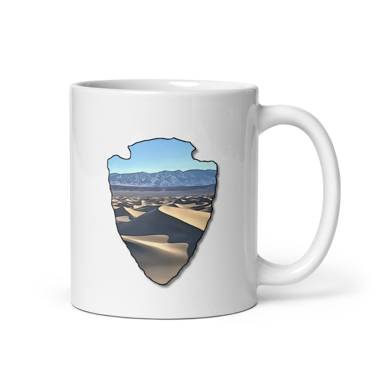 Mesquite Flat Sand Dunes Arrowhead White glossy mug