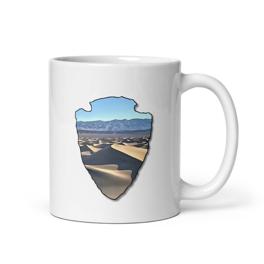 Mesquite Flat Sand Dunes Arrowhead White glossy mug