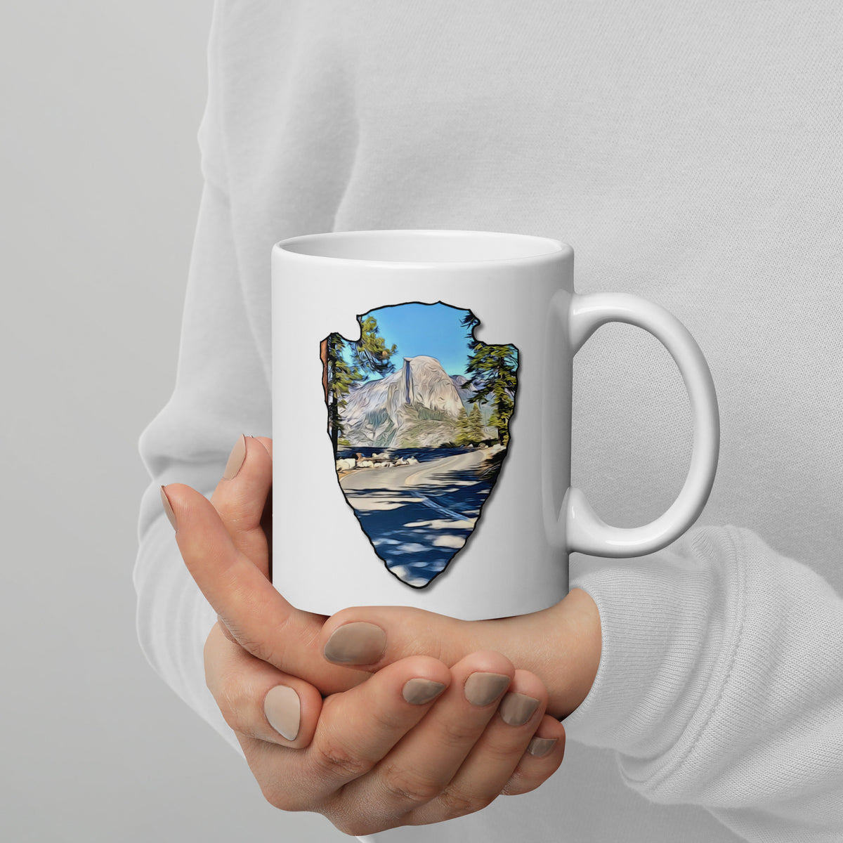 Road to Glacier Point Arrowhead White glossy mug