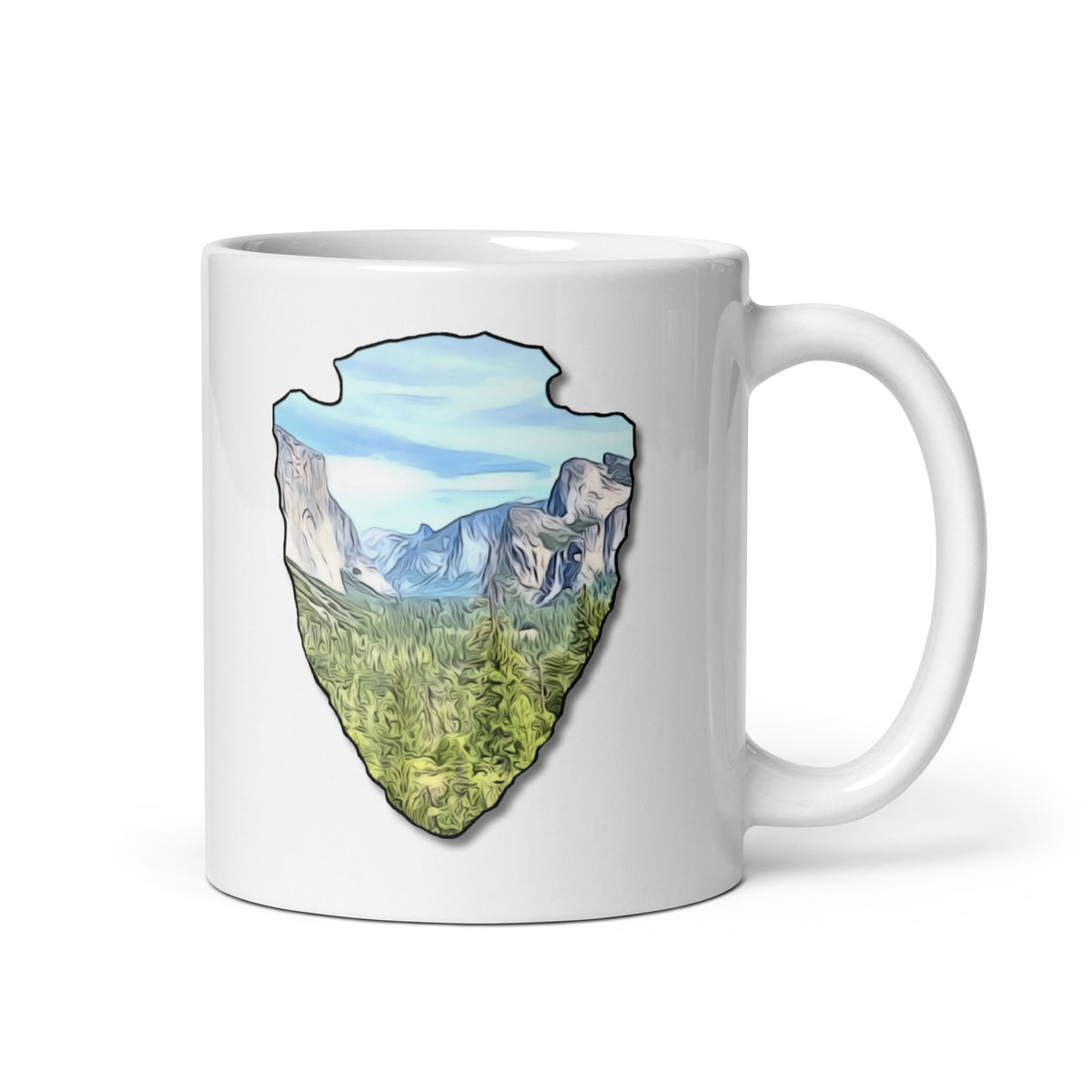 Tunnel View Arrowhead White glossy mug