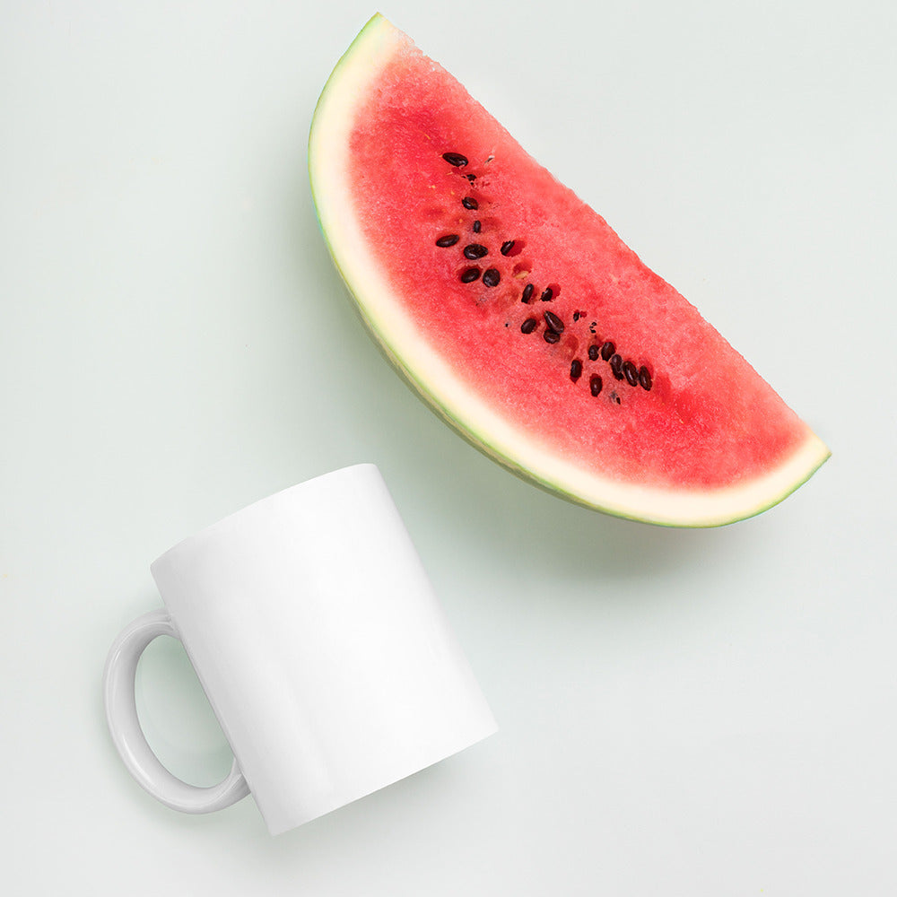 Church and Yosemite Falls Arrowhead White glossy mug