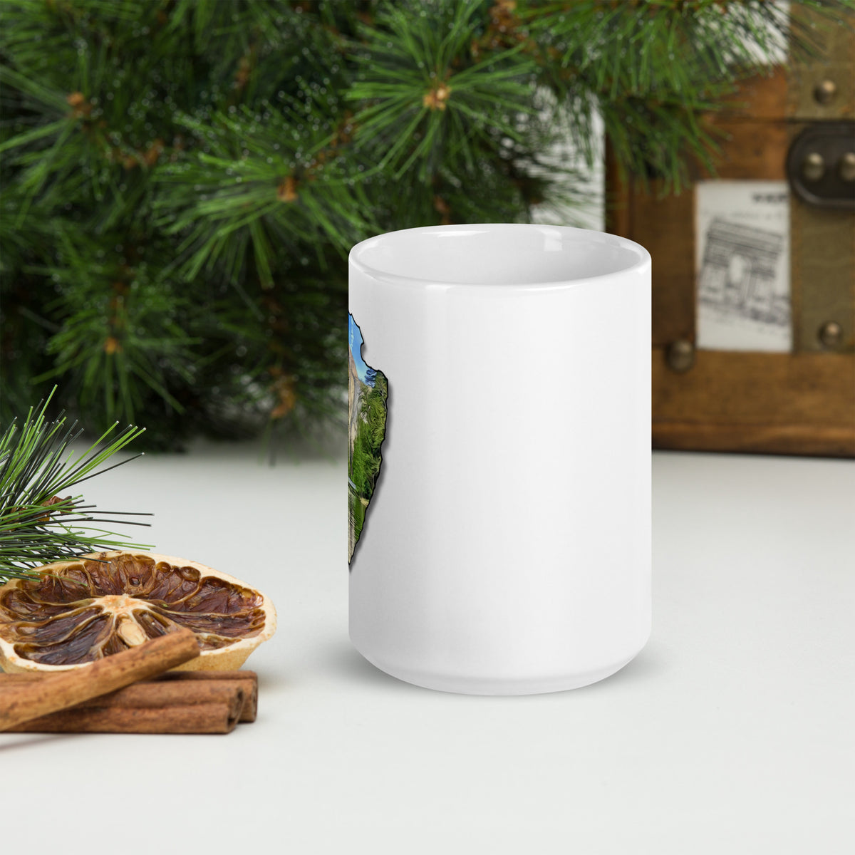 Half Dome with Sentinel Bridge Arrowhead White glossy mug
