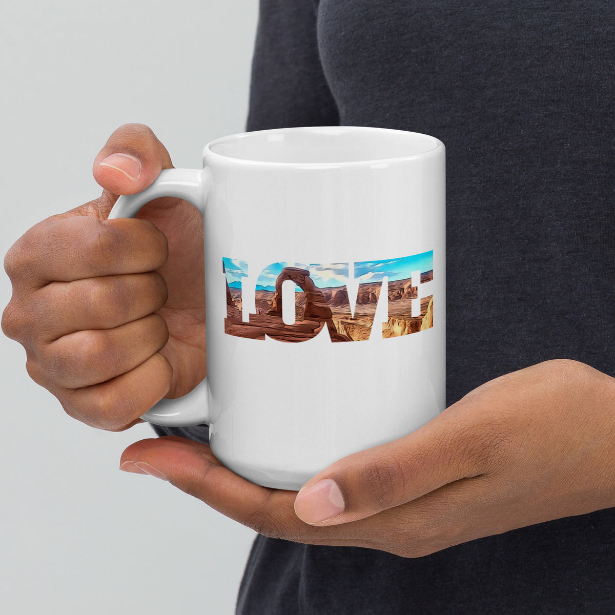 Delicate Arch LOVE White glossy mug