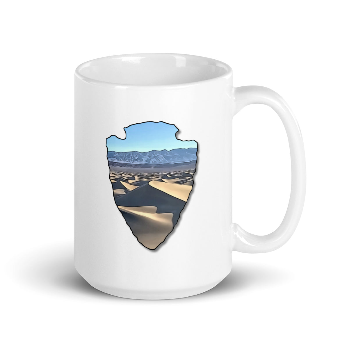 Mesquite Flat Sand Dunes Arrowhead White glossy mug