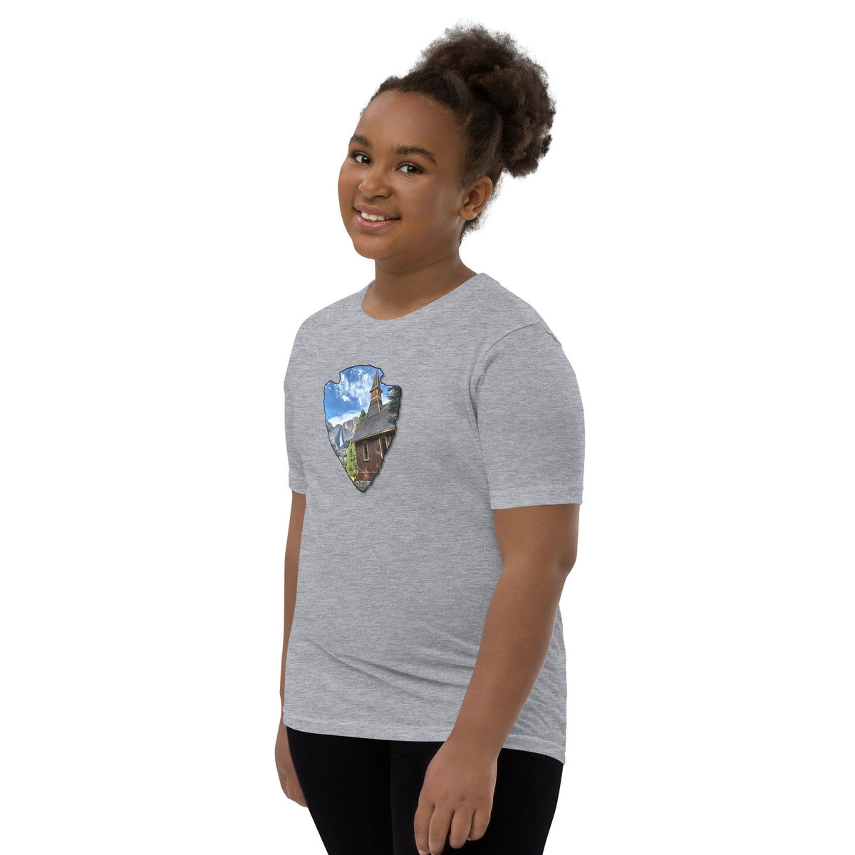 Church and Yosemite Falls Arrowhead Youth Short Sleeve T-Shirt