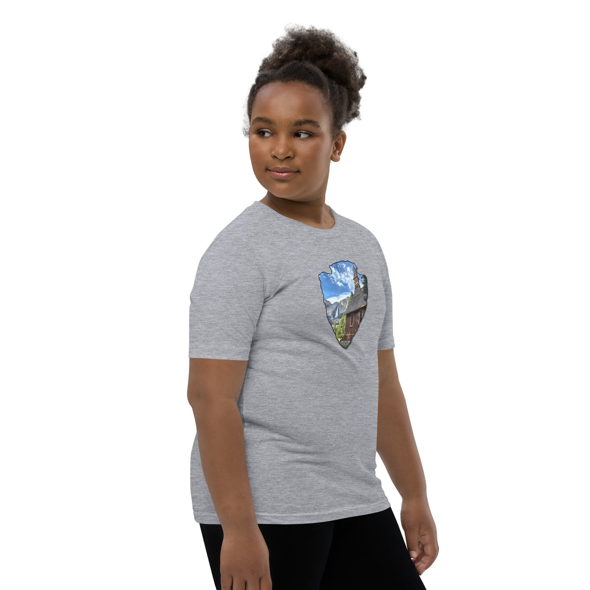 Church and Yosemite Falls Arrowhead Youth Short Sleeve T-Shirt