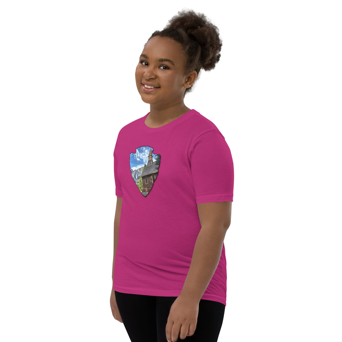 Church and Yosemite Falls Arrowhead Youth Short Sleeve T-Shirt