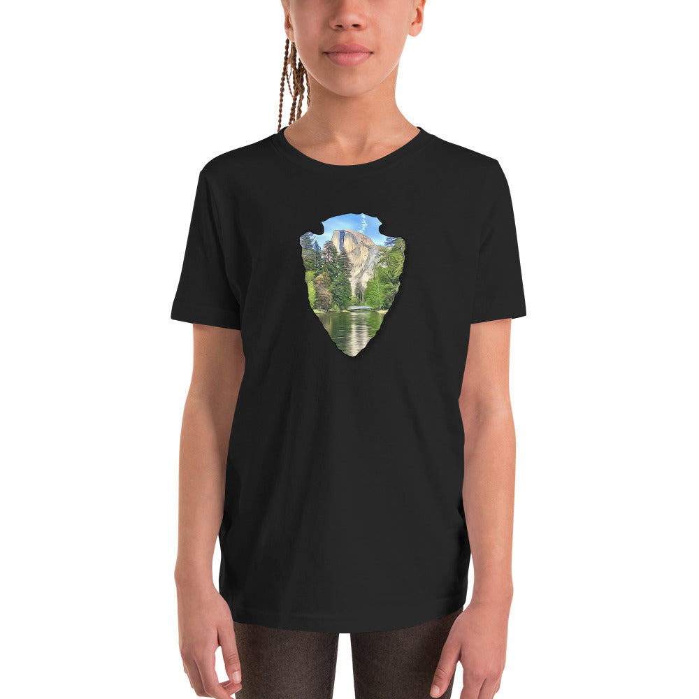 Half Dome with Sentinel Bridge Arrowhead Youth Short Sleeve T-Shirt