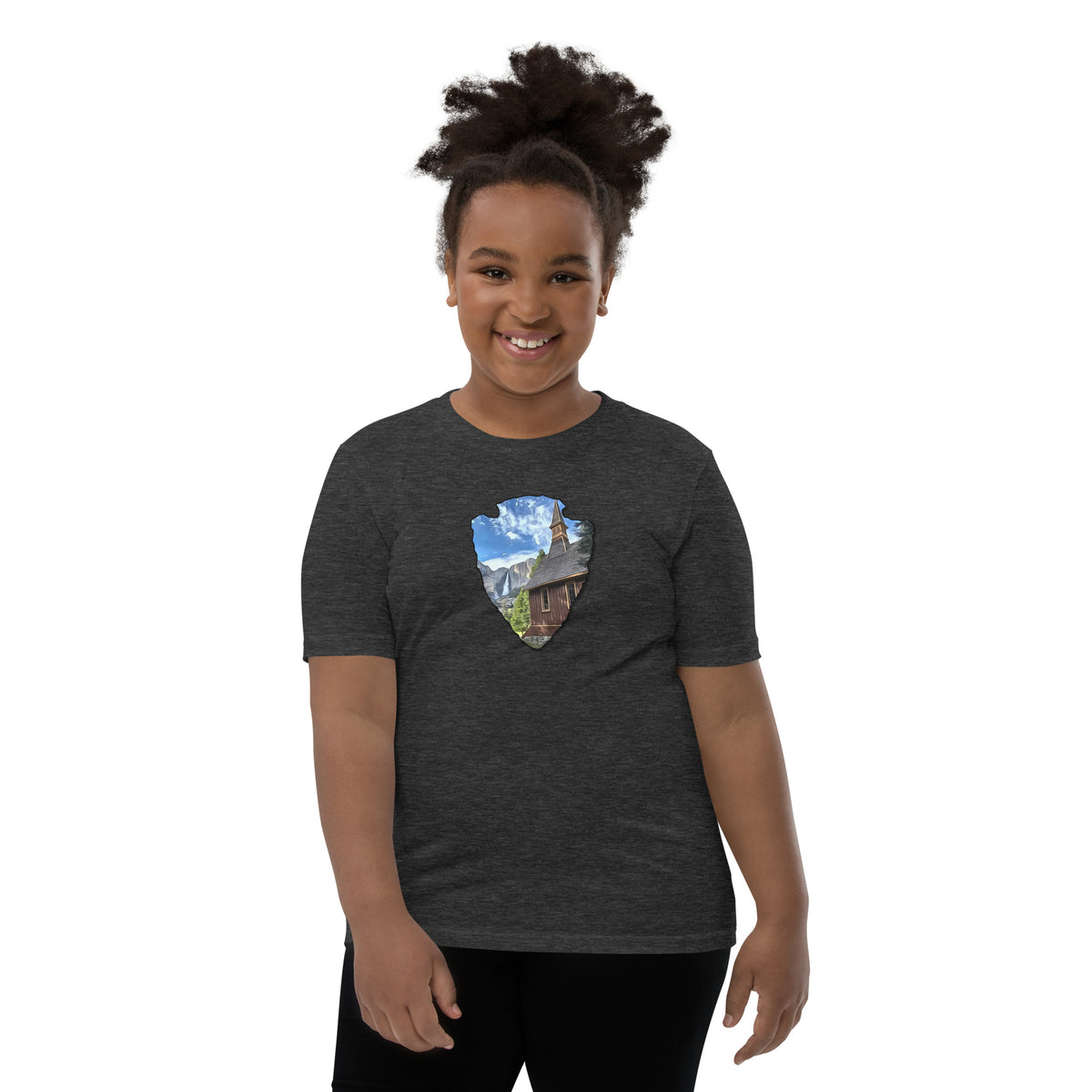 Church and Yosemite Falls Arrowhead Youth Short Sleeve T-Shirt