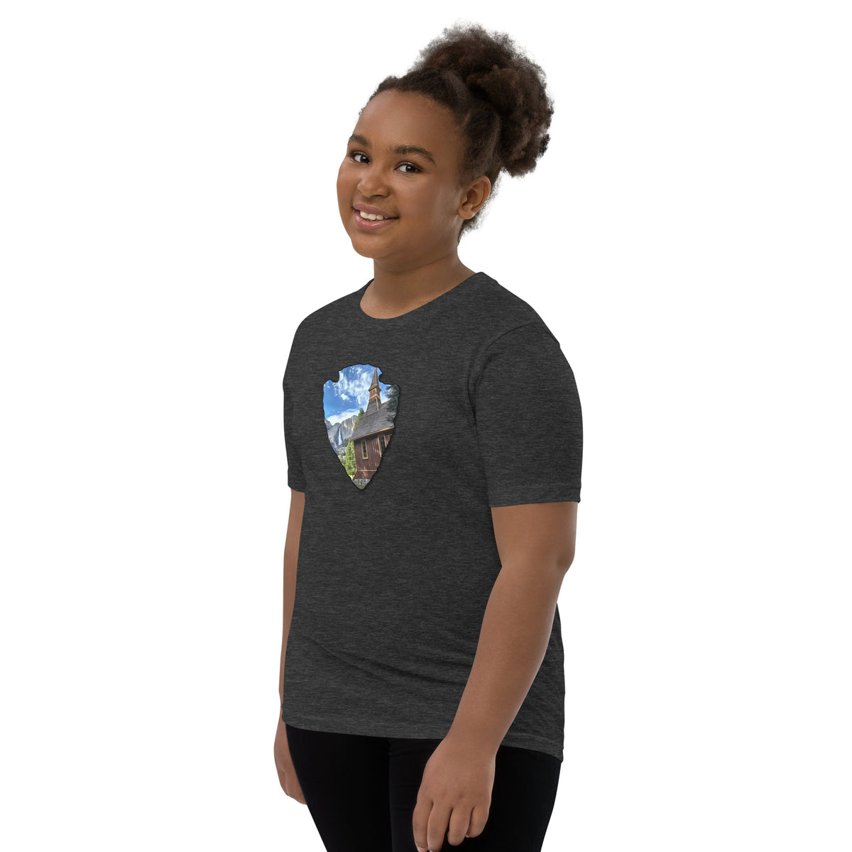 Church and Yosemite Falls Arrowhead Youth Short Sleeve T-Shirt