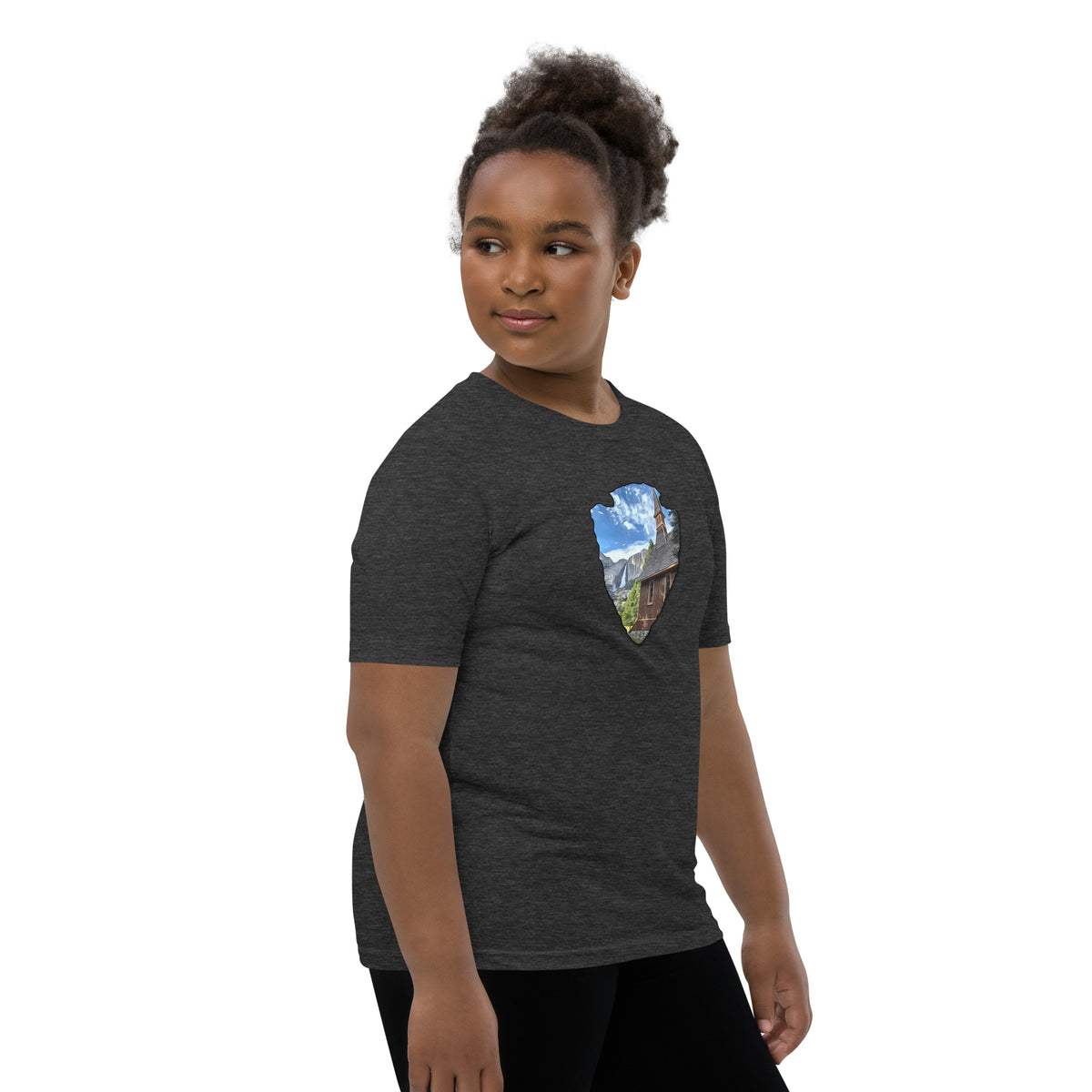 Church and Yosemite Falls Arrowhead Youth Short Sleeve T-Shirt