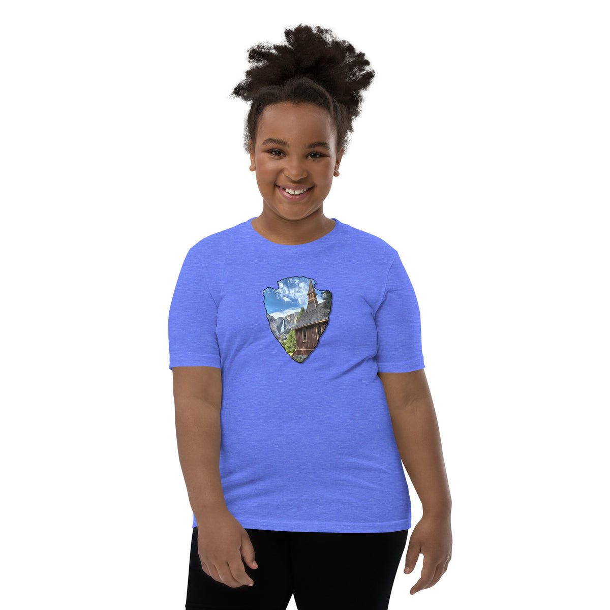 Church and Yosemite Falls Arrowhead Youth Short Sleeve T-Shirt