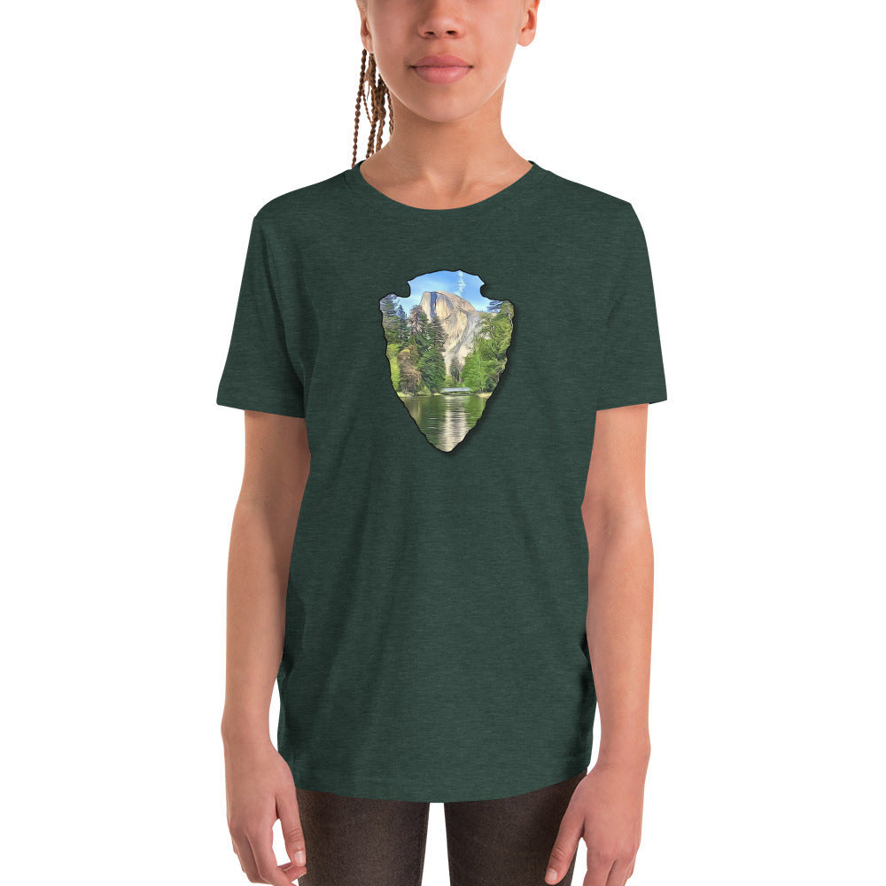 Half Dome with Sentinel Bridge Arrowhead Youth Short Sleeve T-Shirt