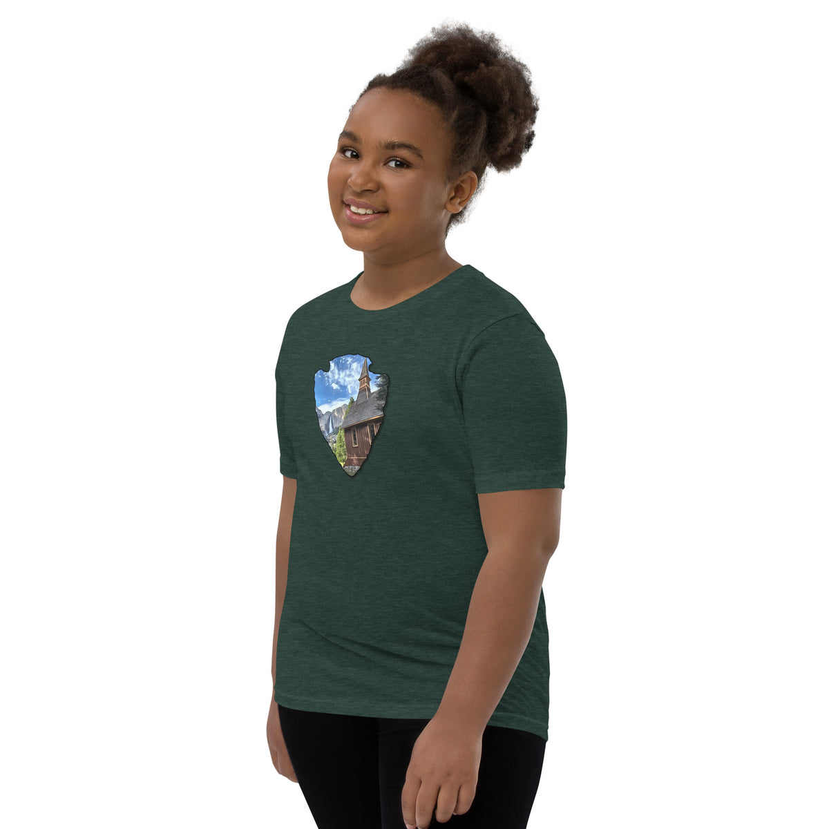 Church and Yosemite Falls Arrowhead Youth Short Sleeve T-Shirt