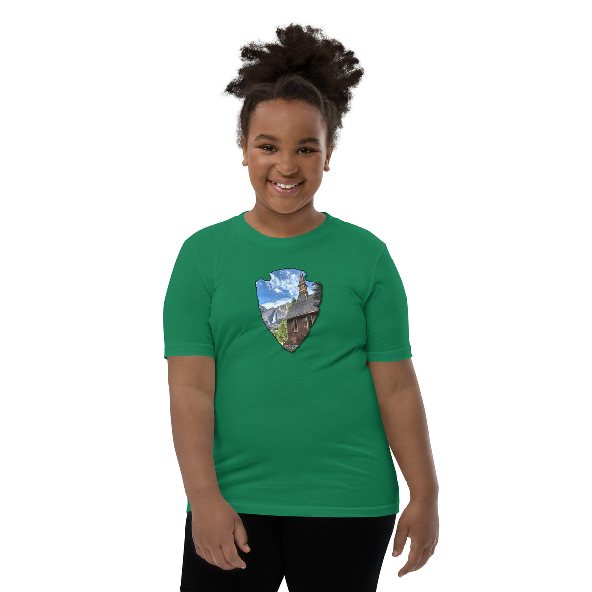 Church and Yosemite Falls Arrowhead Youth Short Sleeve T-Shirt